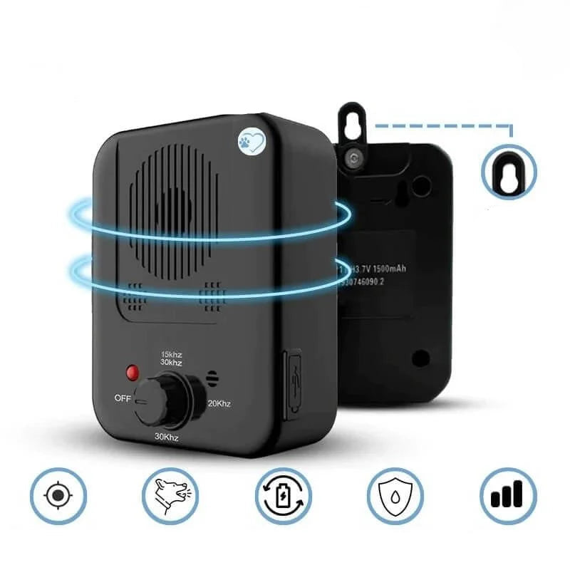 Ultrasonic Dog Bark Deterrent - Rechargeable Water-Resistant Anti-Barking Device 2