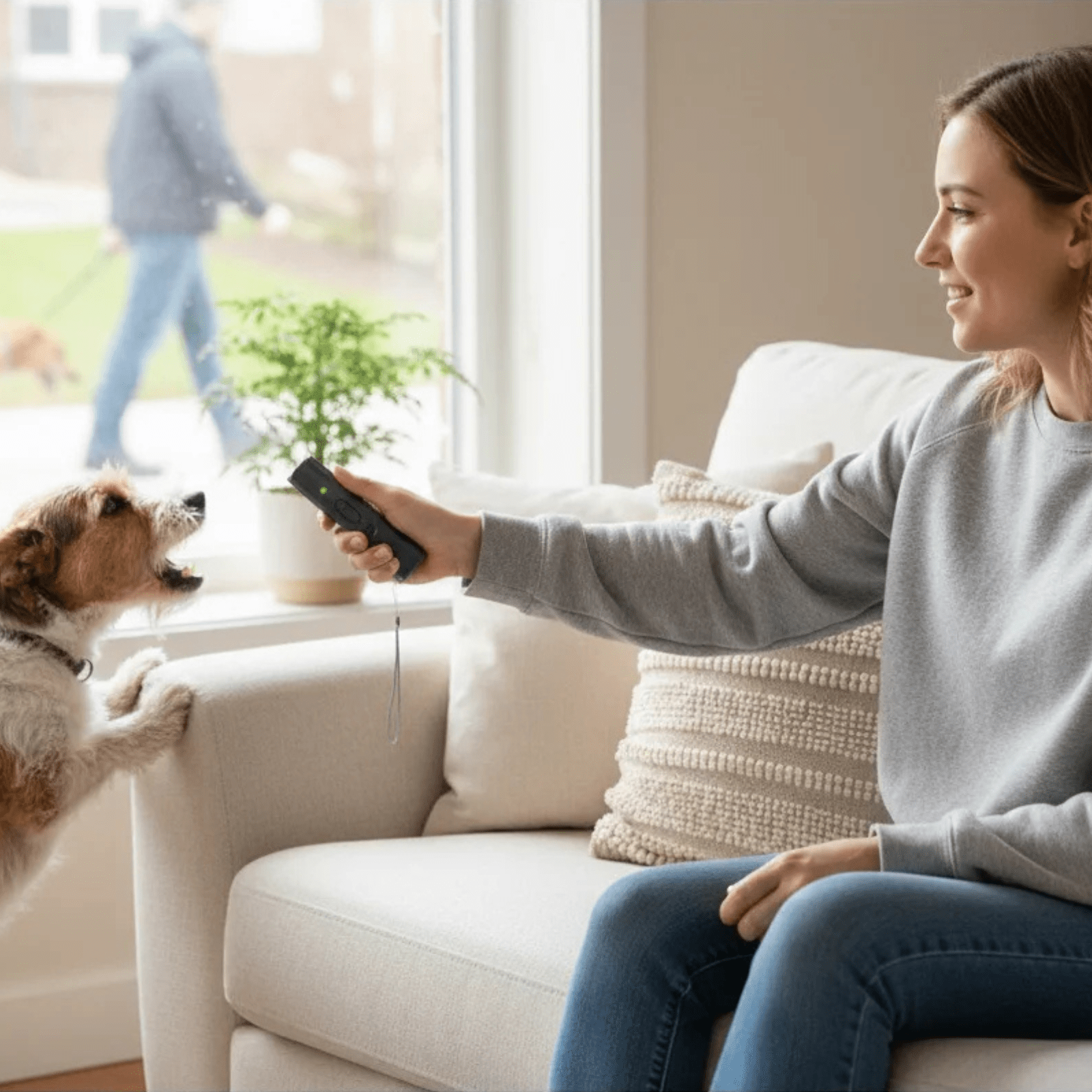 Ultrasonic Dog Deterrent Trainer with LED Indicator – USB Rechargeable Bark Deterrent for Effective Dog Barking Control 1