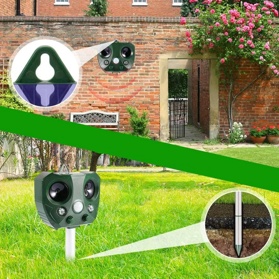 Ultrasonic Pest Repeller and Bird Scarer with Triple Power System – All-Weather Motion Sensor for Garden Protection 3