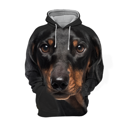 Unisex Black Hoodie with Dachshund Print – Comfortable Polyester-Cotton Blend, Sizes S-4XL 0