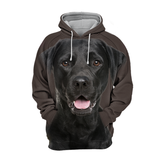 Unisex Black Labrador Hoodie with Smiling Print – Soft Cotton-Polyester Blend for Animal Lovers 0
