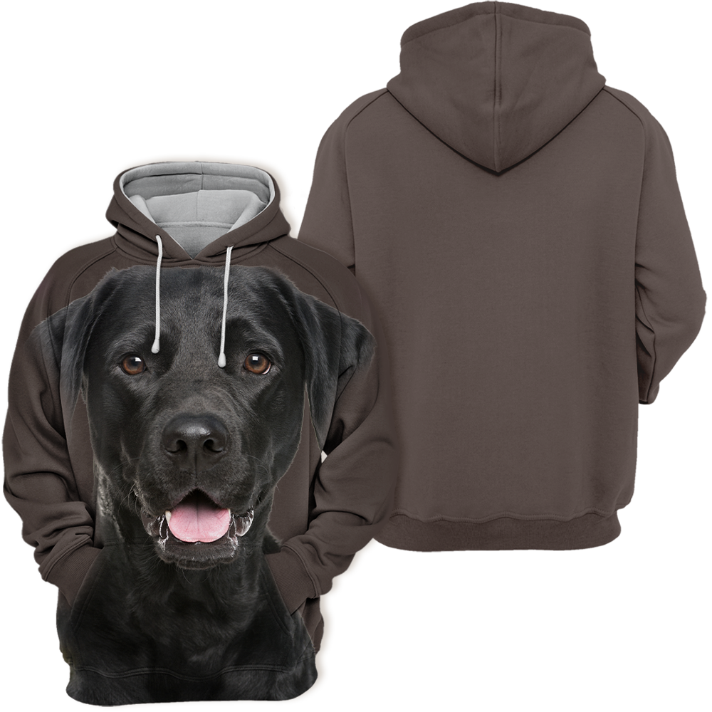 Unisex Black Labrador Hoodie with Smiling Print – Soft Cotton-Polyester Blend for Animal Lovers 1