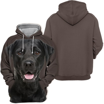 Unisex Black Labrador Hoodie with Smiling Print – Soft Cotton-Polyester Blend for Animal Lovers 1