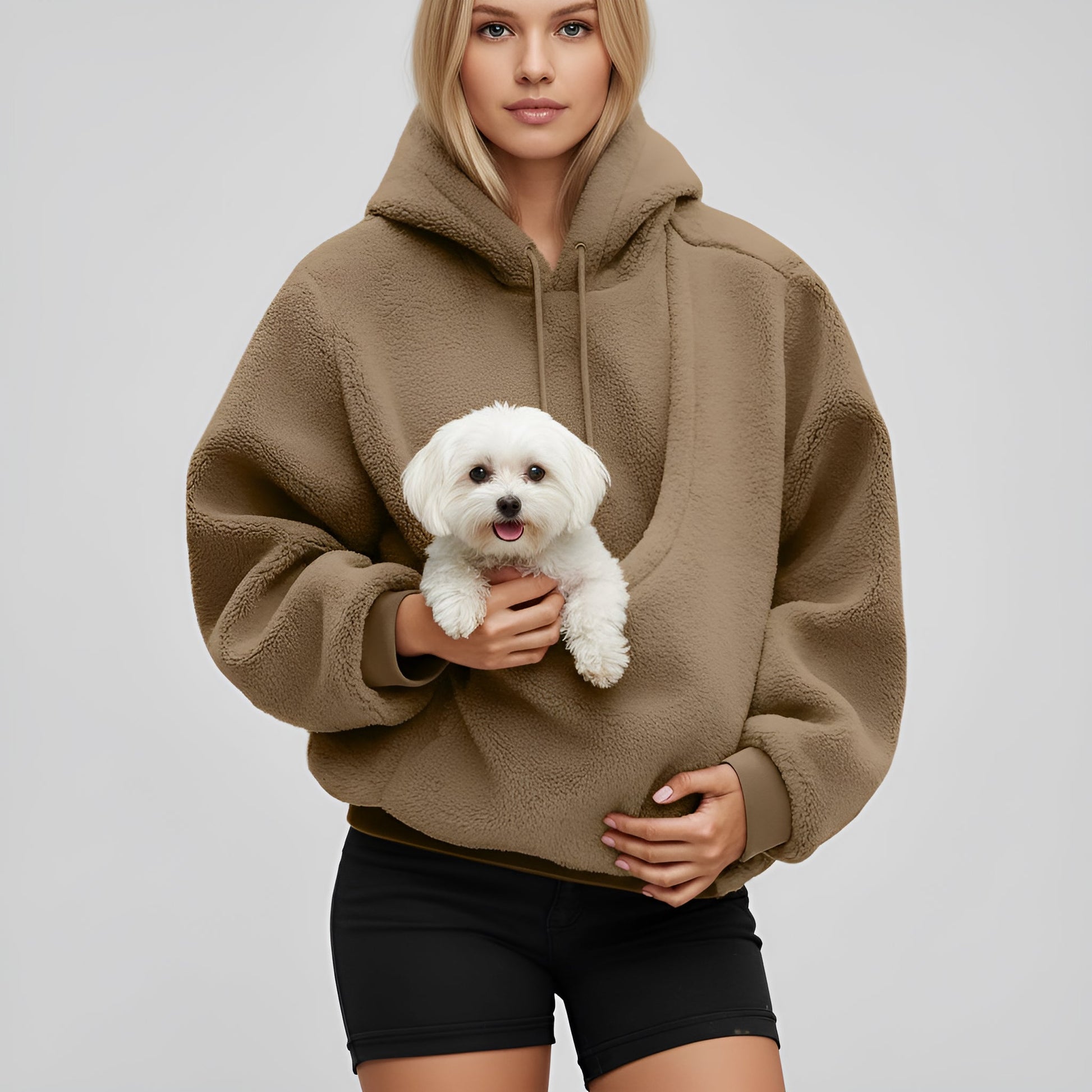 Unisex Hooded Sweatshirt with Pet Pocket – Cozy Pullover for Cats and Dogs in Soft Polyester Fleece 0