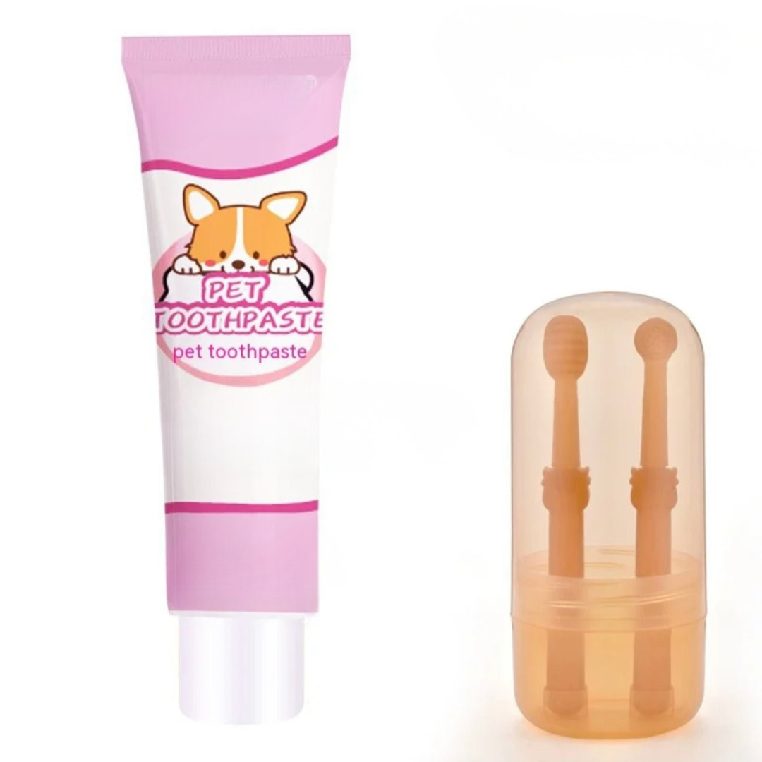 Pet Toothbrush Set for Dogs and Cats – Dual-Head Design with Food-Grade Silicone for Gentle Cleaning and Gum Care