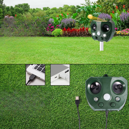 Solar Powered Ultrasonic Bird Repeller - Effective Bird Deterrent for Garden and Property Protection, Waterproof, 5 Modes, Up to 30 Feet Range