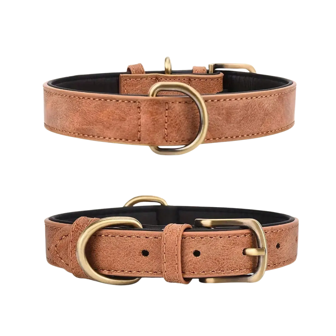 Vintage Leather Dog Collar with Adjustable Fit – Durable and Stylish for All Breeds 0