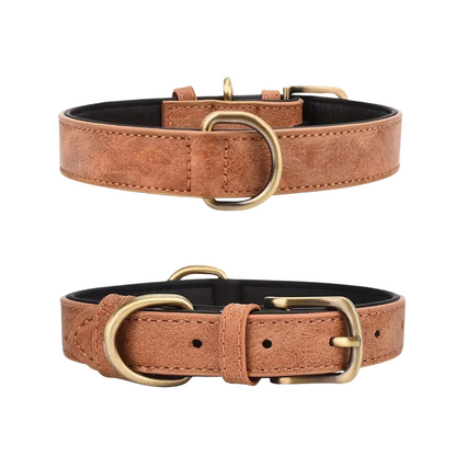 Vintage Leather Dog Collar with Adjustable Fit – Durable and Stylish for All Breeds 0