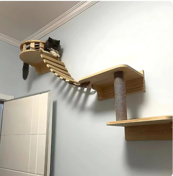 Wall-Mounted Cat Climbing Bridge and Ladder – Space-Saving Indoor Adventure for Active Cats 3