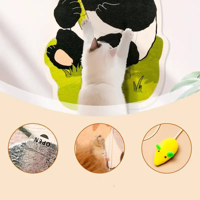 Wall Mounted Cat Scratching Post with Interactive Toys – Space Saving Vertical Design for Furniture Protection 3