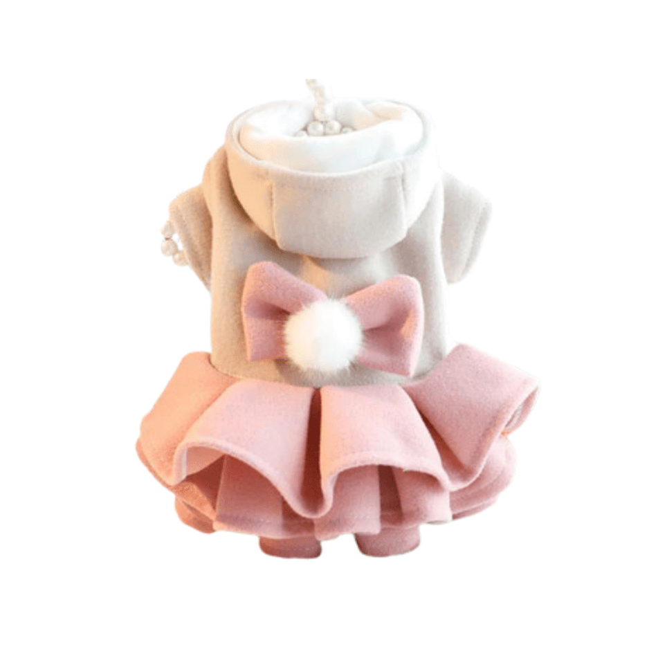 Warm Fleece Dog Dress Jacket with Bow for Small Dogs - Stylish Autumn/Winter Clothes for French Bulldogs and Pets 1