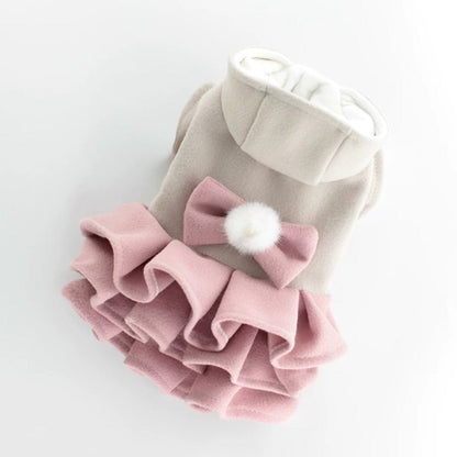 Warm Fleece Dog Dress Jacket with Bow for Small Dogs - Stylish Autumn/Winter Clothes for French Bulldogs and Pets 7