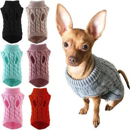 Warm Knitted Dog Sweater with Turtleneck for Small Dogs - Cozy Acrylic Fabric, Stretchy Fit for Autumn and Winter 1