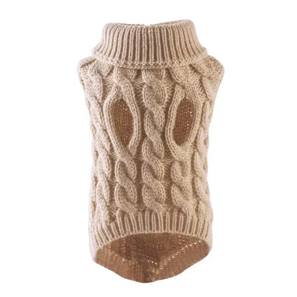 Warm Knitted Dog Sweater with Turtleneck for Small Dogs - Cozy Acrylic Fabric, Stretchy Fit for Autumn and Winter 2