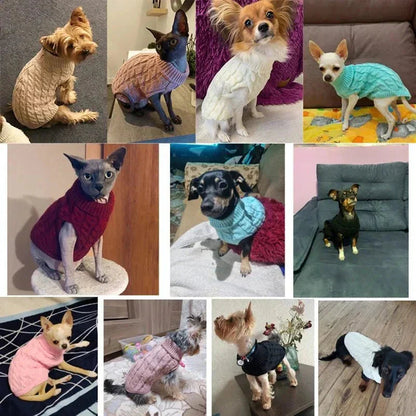 Warm Knitted Dog Sweater with Turtleneck for Small Dogs - Cozy Acrylic Fabric, Stretchy Fit for Autumn and Winter 6