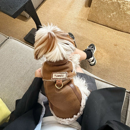 Warm Suede Fleece Vest with Leash Hook – Cozy Zippered Outerwear for Pet Owners, Available in Multiple Sizes and Colors 4