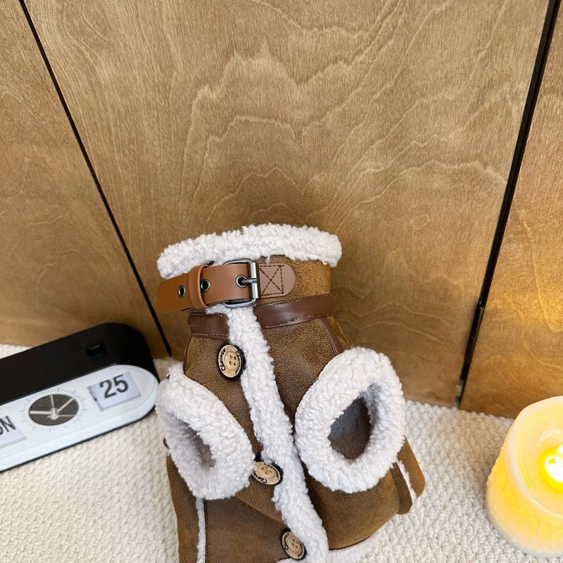 Warm Suede Fleece Vest with Leash Hook – Cozy Zippered Outerwear for Pet Owners, Available in Multiple Sizes and Colors 7