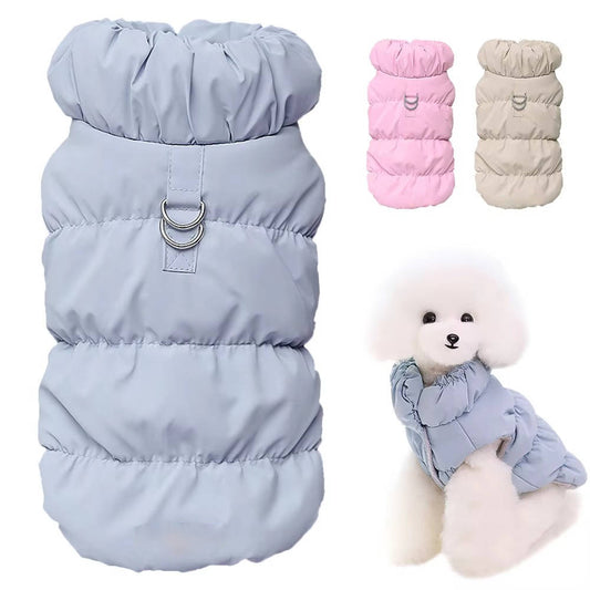 Warm Winter Dog Jacket for Small and Medium Dogs – Cozy Cotton and Fleece Coat with Snap Closure and Leash Ring 0