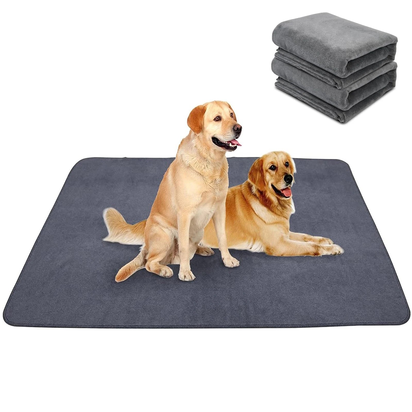 Washable Dog Mat with Anti-Slip Design – Comfortable Fleece Cushion for Pets, Waterproof Layer, Easy to Clean, Stylish Gray 1