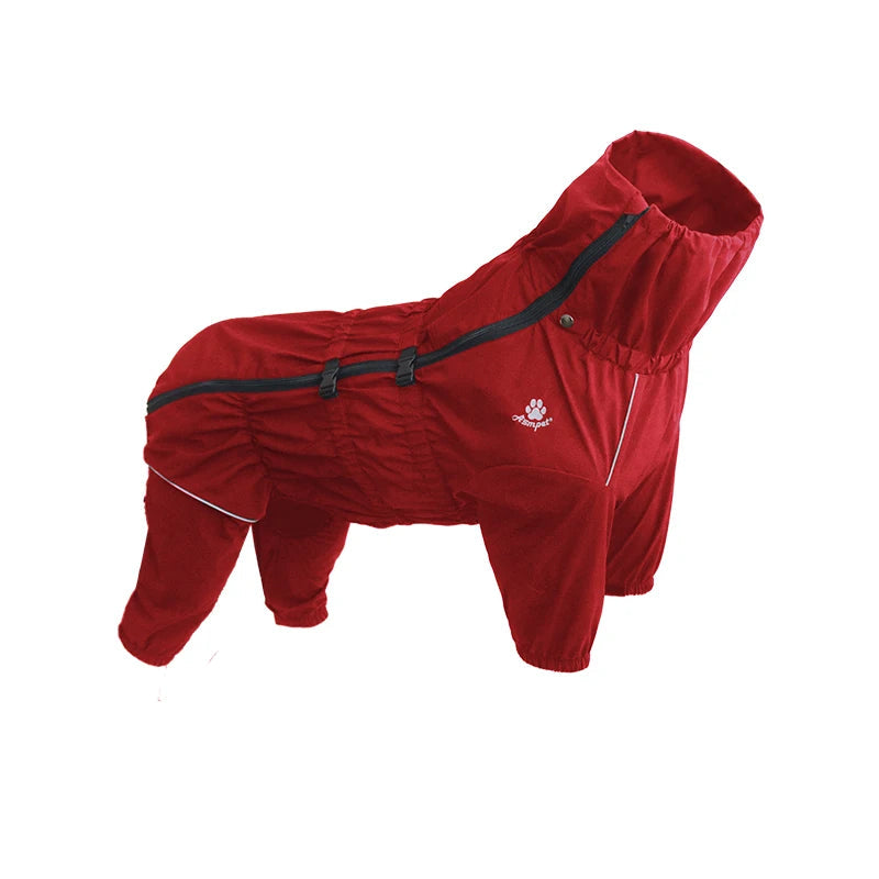 Water-Resistant Pet Protection Set for Outdoor Adventures – Adjustable and Breathable Design in Red and Black 0