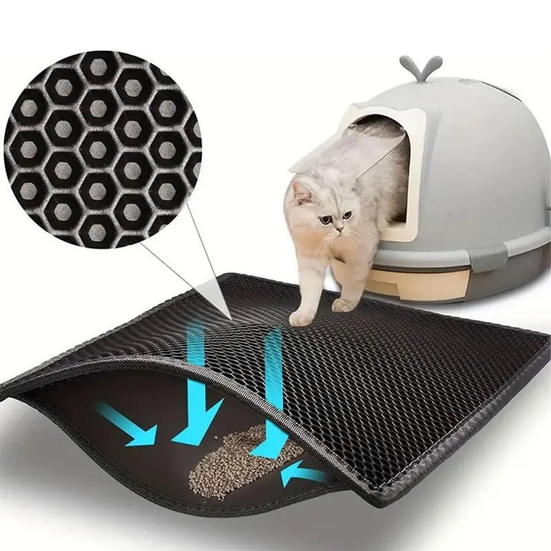 Waterproof Cat Litter Mat with Double-Layer Design – Non-Slip Litter Box Mat for Easy Cleaning and Litter Catching 0
