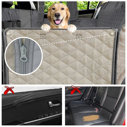Waterproof Dog Back Seat Cover – Durable Car Seat Protector for Dogs with Breathable Mesh Window and Non-Slip Safety Straps 5