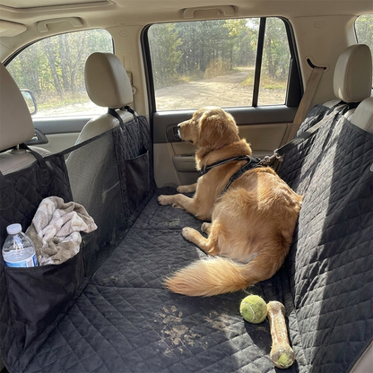 Waterproof dog car hammock with anti-slip bottom, designed for heavy-duty protection of back seats in cars and SUVs, featuring durable materials and a secure fit 1