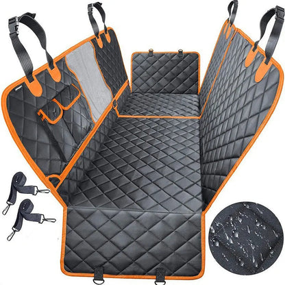 Waterproof dog car hammock with anti-slip bottom, designed for heavy-duty protection of back seats in cars and SUVs, featuring durable materials and a secure fit 2