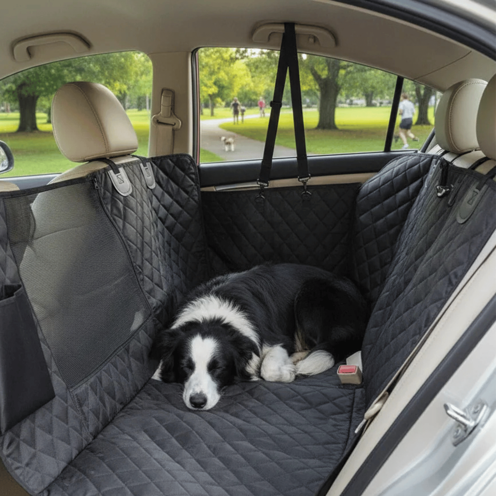 Waterproof Dog Car Seat Cover with Breathable Mesh Window – Universal Back Seat Cover for Dogs, Hammock Design for SUVs and Trucks 1