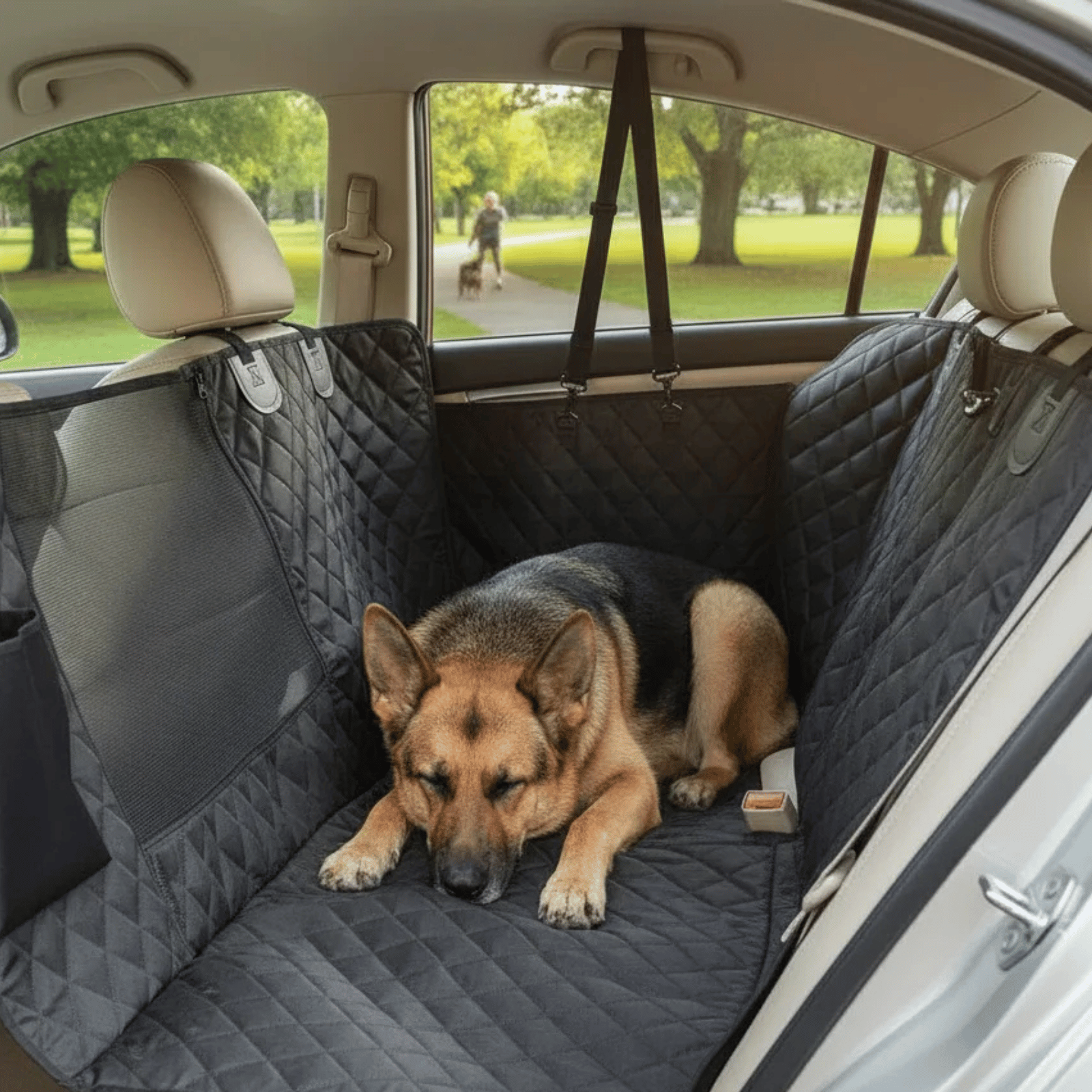 Waterproof Dog Car Seat Cover with Breathable Mesh Window – Universal Back Seat Cover for Dogs, Hammock Design for SUVs and Trucks 4