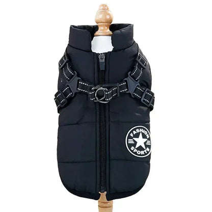 Waterproof Dog Coat with Integrated Harness and Fleece Lining – Adjustable Dog Rain Jacket for Rain and Cold Protection 0