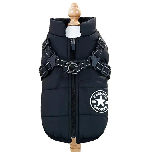 Waterproof Dog Coat with Integrated Harness and Fleece Lining – Adjustable Dog Rain Jacket for Rain and Cold Protection 0