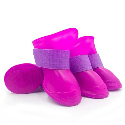 Waterproof Non-Slip Pet Rain Shoes – Set of 4 Colorful Boots for Dogs 10