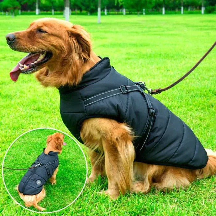 Waterproof Winter Dog Jacket with Sherpa Lining and Built-In Harness – All-Weather Protection 0