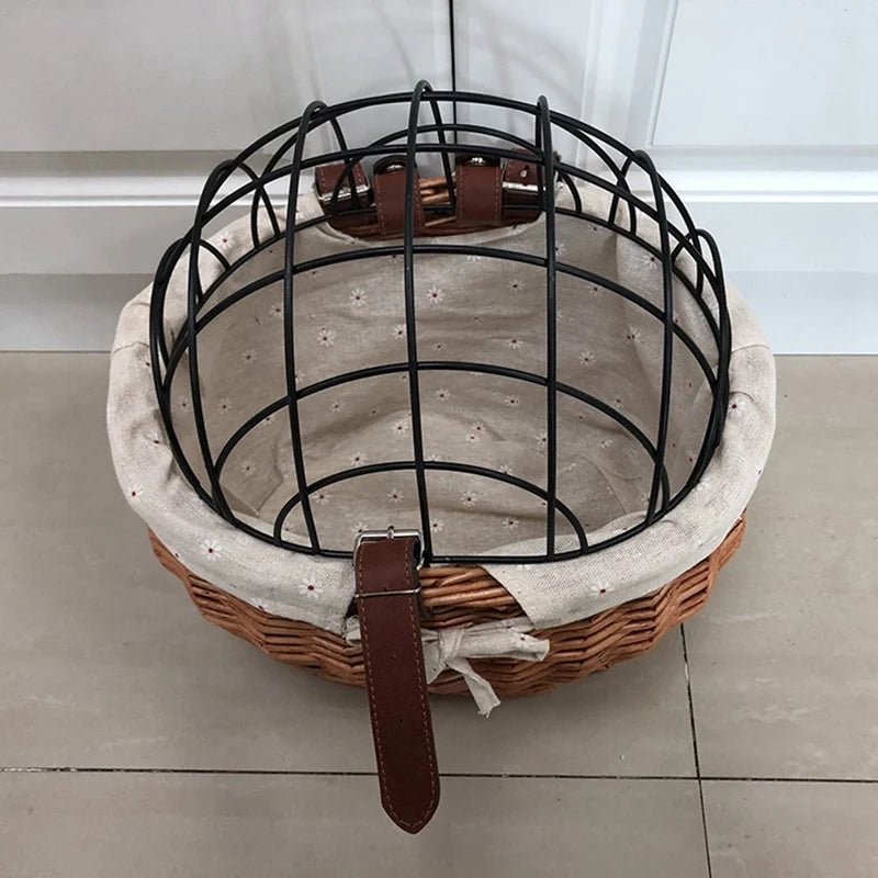 Wicker Dog Bicycle Basket - Durable Dog Bike Carrier for Small Dogs and Cats, Weather-Resistant with Sturdy Handlebar Mount 3