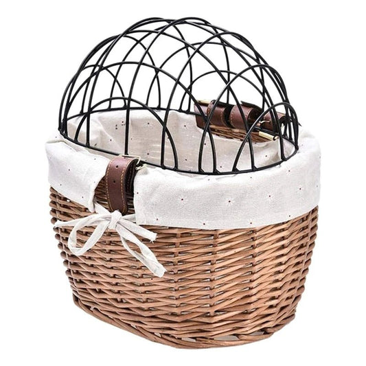Wicker Dog Bicycle Basket – Hand-Woven, Weather-Resistant Pet Carrier 0