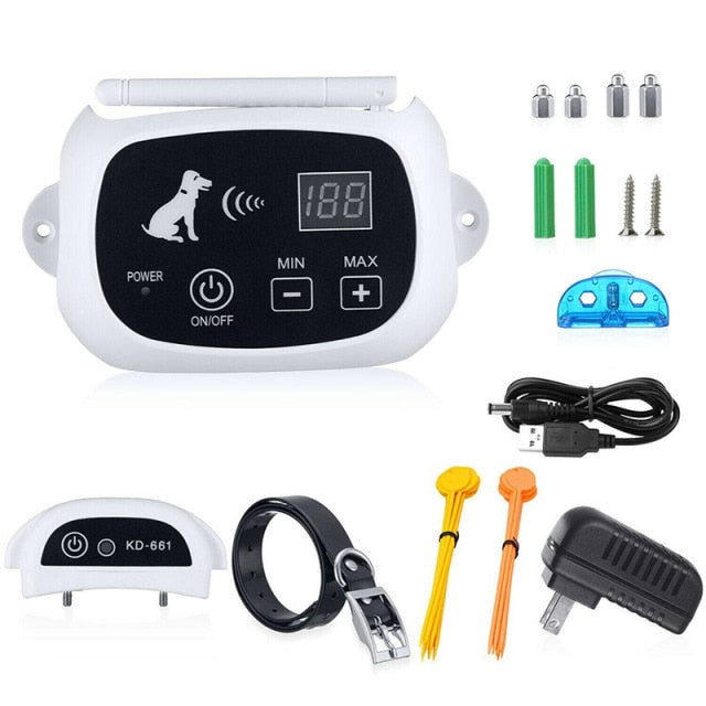Wireless Dog Fence System - Adjustable Range Wireless Electric Pet Containment System for Safe Outdoor Boundaries 0