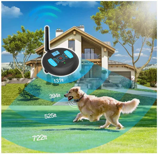 Wireless dog fence with training collar, featuring a 2-in-1 containment system designed for establishing safe outdoor boundaries for pets. 1