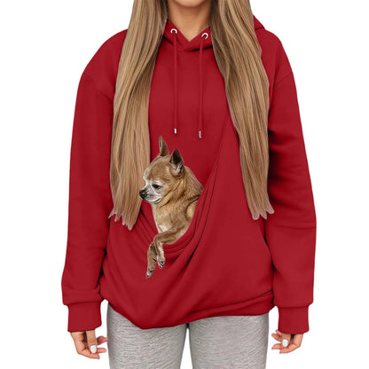Women's Cozy Hoodie with Pet Carrier Pocket – Comfortable Hooded Sweatshirt for Small Pets 10