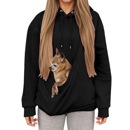 Women's Cozy Hoodie with Pet Carrier Pocket – Comfortable Hooded Sweatshirt for Small Pets 11