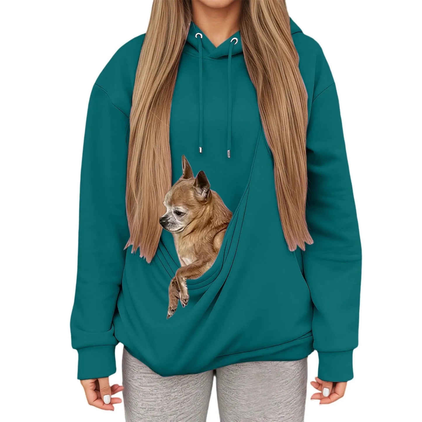 Women's Cozy Hoodie with Pet Carrier Pocket – Comfortable Hooded Sweatshirt for Small Pets 12