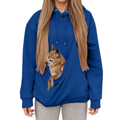 Women's Cozy Hoodie with Pet Carrier Pocket – Comfortable Hooded Sweatshirt for Small Pets 14
