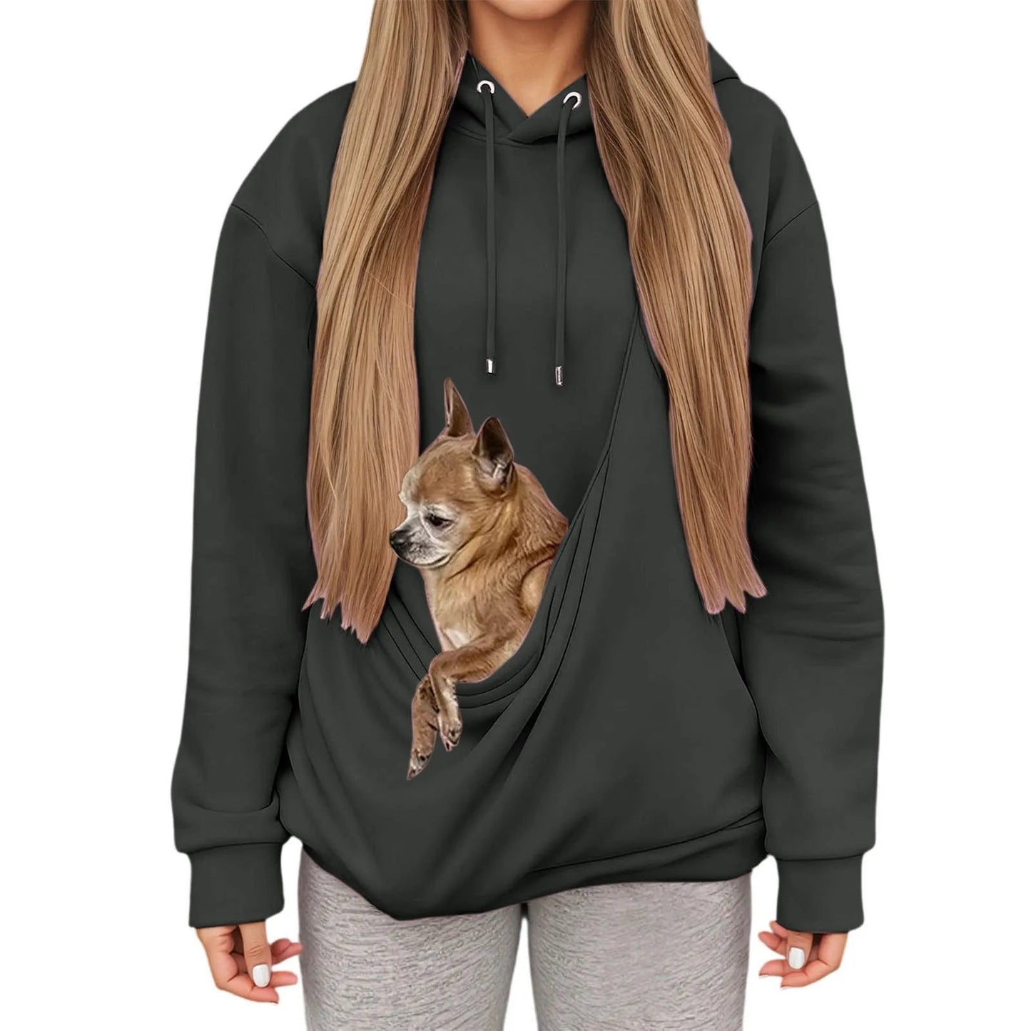 Women's Cozy Hoodie with Pet Carrier Pocket – Comfortable Hooded Sweatshirt for Small Pets 6