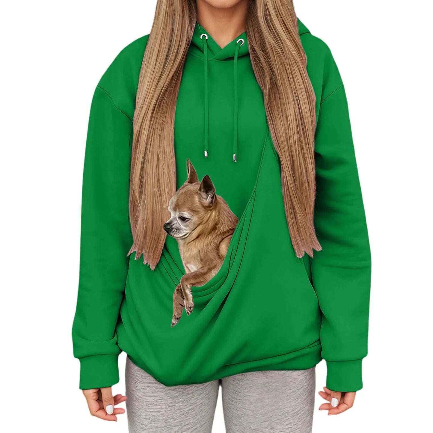 Women's Cozy Hoodie with Pet Carrier Pocket – Comfortable Hooded Sweatshirt for Small Pets 7