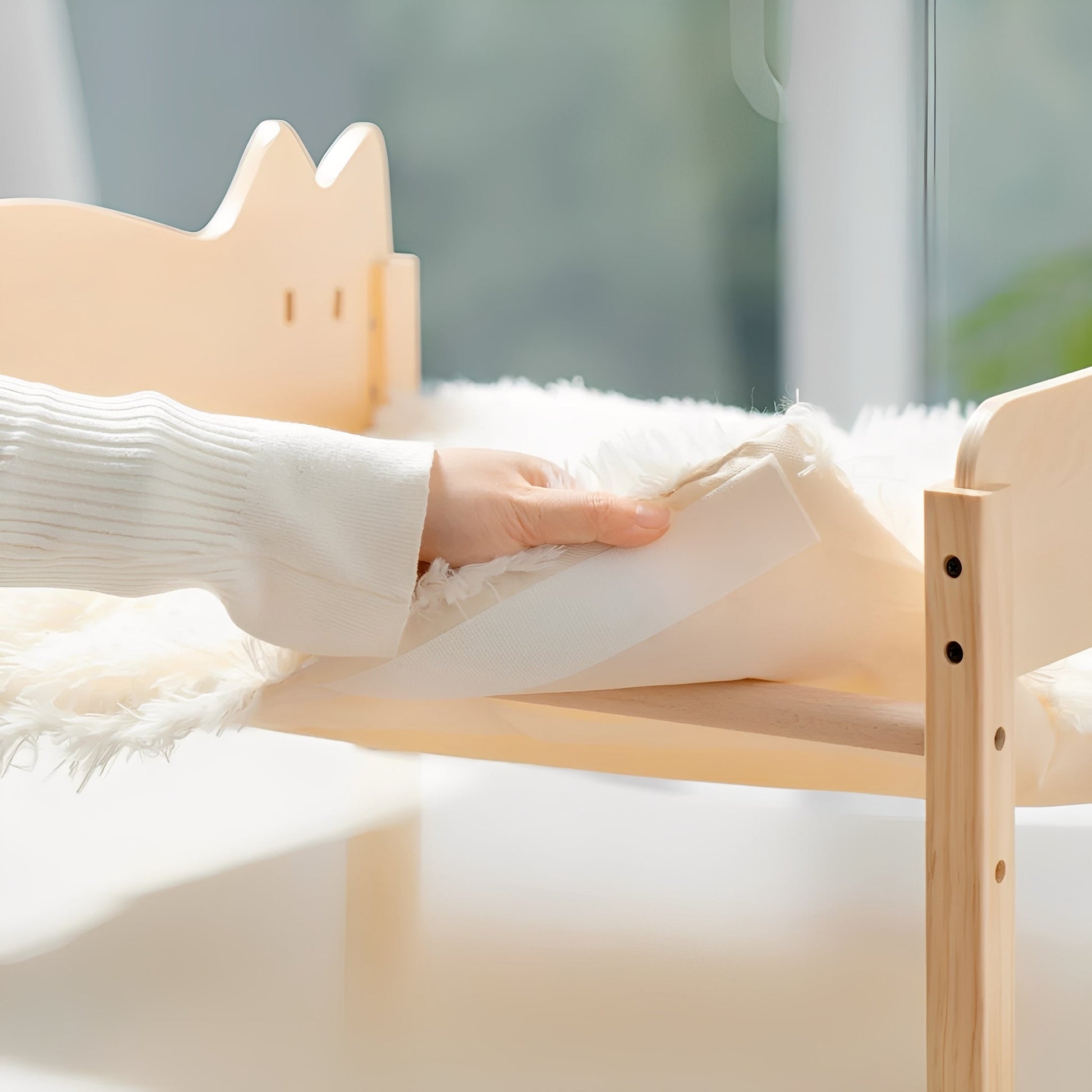 Wooden Cat Bunk Bed with Double Sleeping Areas – Compact and Washable Design for Small Spaces 1