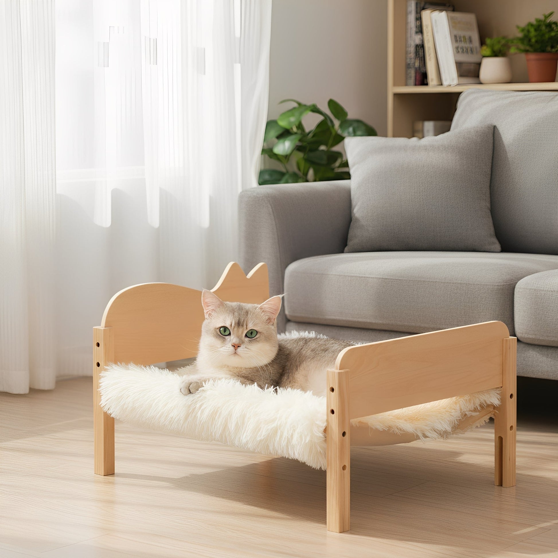 Wooden Cat Bunk Bed with Double Sleeping Areas – Compact and Washable Design for Small Spaces 8