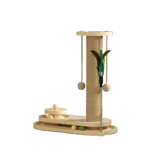 Wooden Cat Scratching Post with Sisal – Durable and Stable Design for Active Play, Protects Furniture, Easy Assembly 0