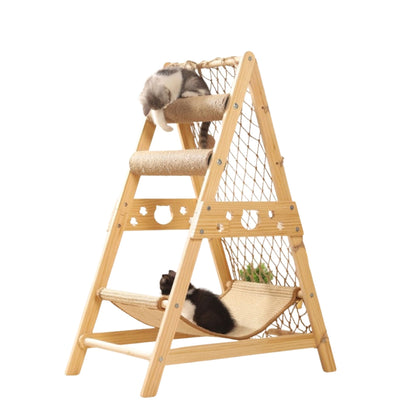 Wooden Cat Tower with Durable Sisal Scratching Post – Natural Climbing Tree for Cats, 85x65x40cm 0