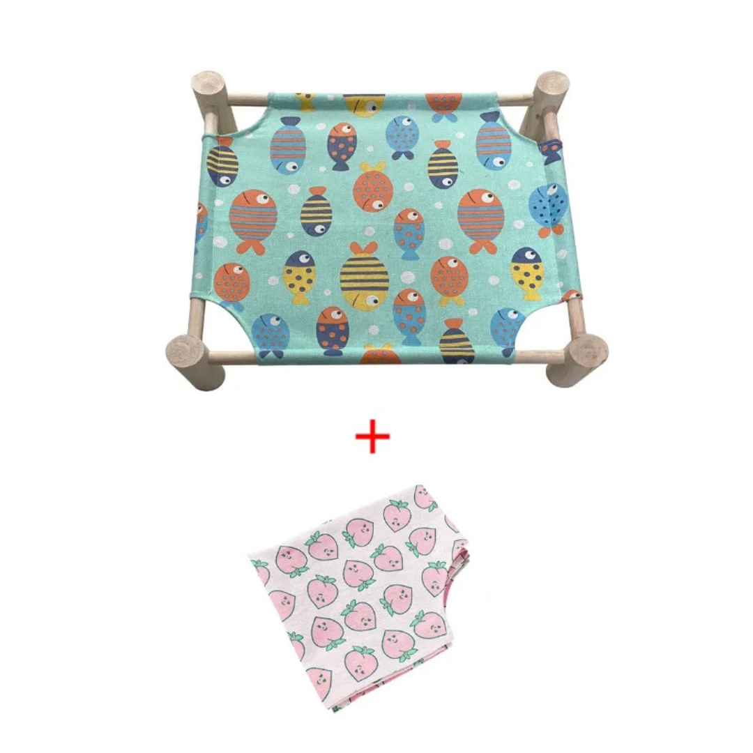 Wooden Elevated Cat Hammock Bed with Soft Cotton Canvas – Stylish Indoor Lounge for Cats 5