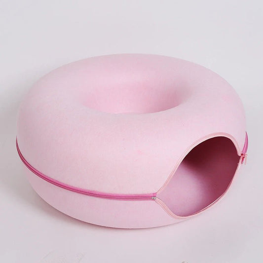 Wool Felt Cat Bed Tunnel – Cozy Donut-Shaped Play Area for Cats 0
